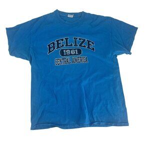 Belize 1981 Central America Blue Cotton T-Shirt Unisex Size L